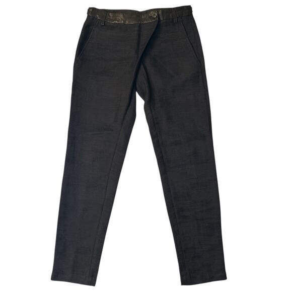 Vtg Damir Doma Pagra Crossover Trousers size FR 36 Navy Textured Leather Trim - Picture 1 of 15